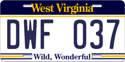 WV license plate DWF037