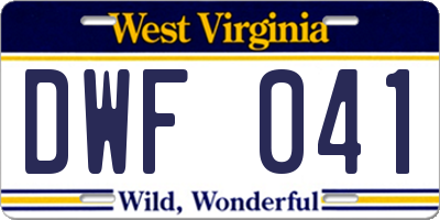 WV license plate DWF041