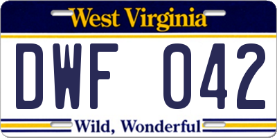 WV license plate DWF042