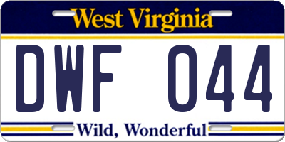 WV license plate DWF044