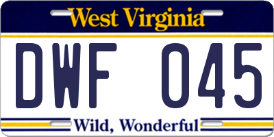 WV license plate DWF045