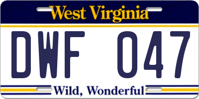 WV license plate DWF047