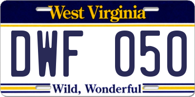 WV license plate DWF050