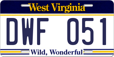 WV license plate DWF051