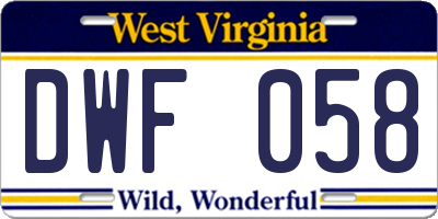WV license plate DWF058