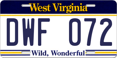 WV license plate DWF072
