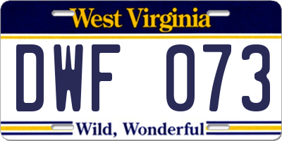 WV license plate DWF073
