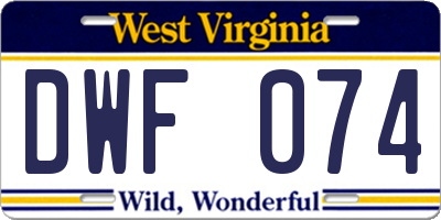 WV license plate DWF074