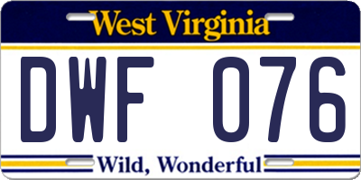 WV license plate DWF076