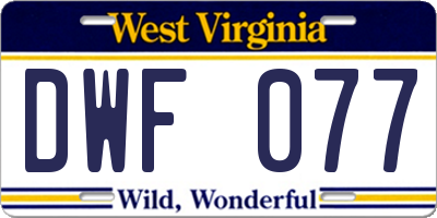 WV license plate DWF077