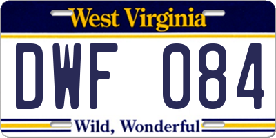 WV license plate DWF084