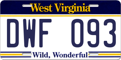 WV license plate DWF093