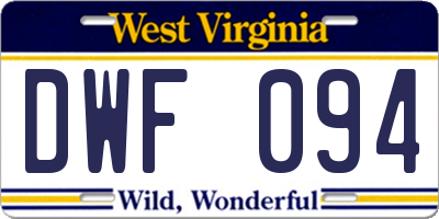 WV license plate DWF094