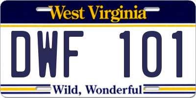 WV license plate DWF101