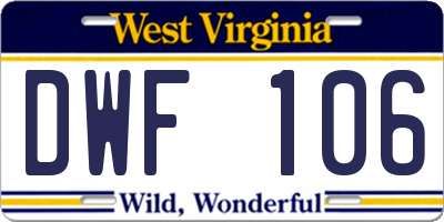 WV license plate DWF106