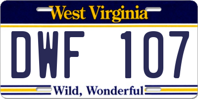 WV license plate DWF107