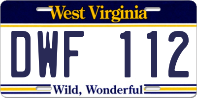 WV license plate DWF112