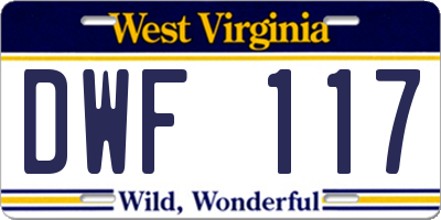 WV license plate DWF117