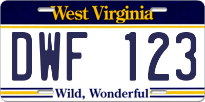 WV license plate DWF123