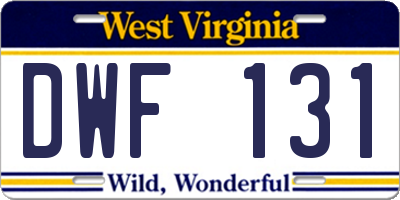 WV license plate DWF131