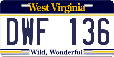 WV license plate DWF136