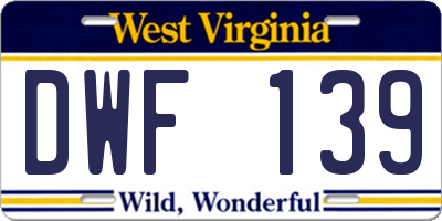 WV license plate DWF139