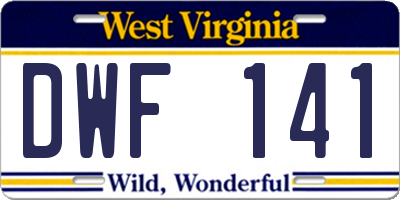 WV license plate DWF141