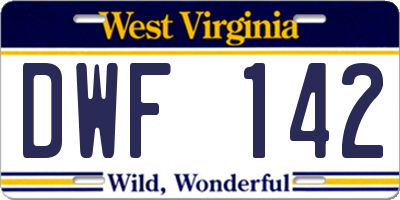 WV license plate DWF142