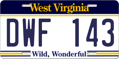 WV license plate DWF143
