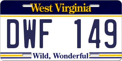 WV license plate DWF149