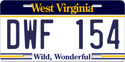 WV license plate DWF154