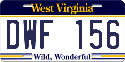 WV license plate DWF156