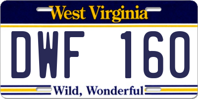 WV license plate DWF160