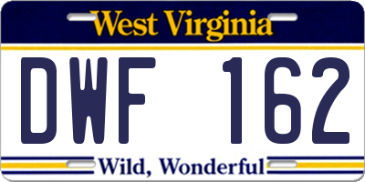 WV license plate DWF162