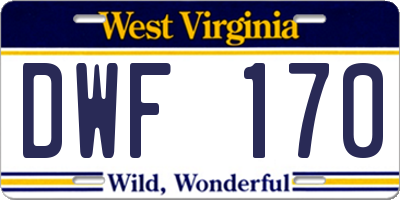 WV license plate DWF170
