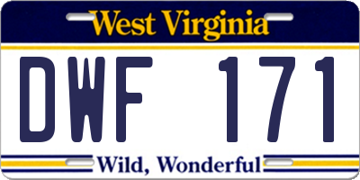 WV license plate DWF171