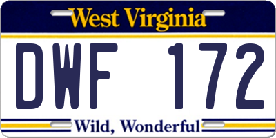 WV license plate DWF172