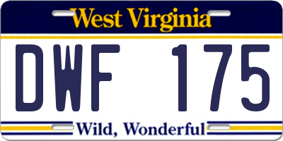 WV license plate DWF175