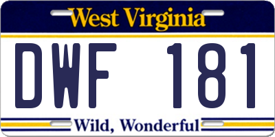 WV license plate DWF181
