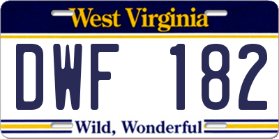 WV license plate DWF182