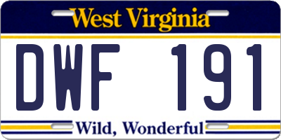 WV license plate DWF191