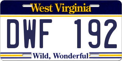 WV license plate DWF192