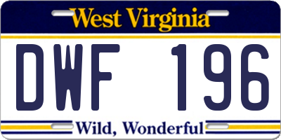 WV license plate DWF196