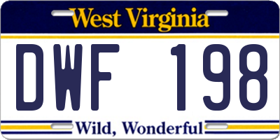 WV license plate DWF198