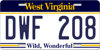 WV license plate DWF208