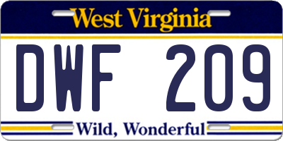 WV license plate DWF209