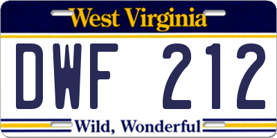 WV license plate DWF212