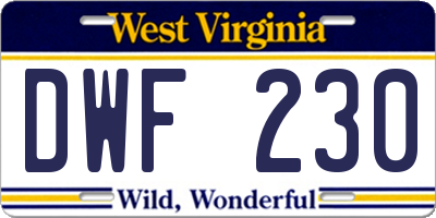 WV license plate DWF230