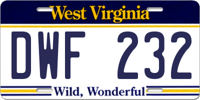 WV license plate DWF232