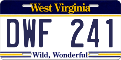 WV license plate DWF241